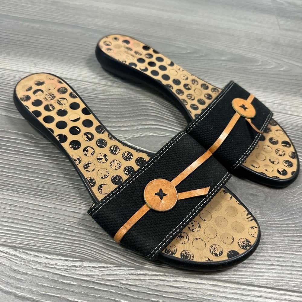 Kate Spade Toby Polka‎ Dot Sandals with Canvas Strap Leather Details